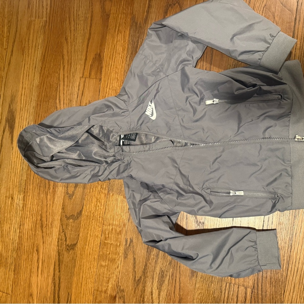 Nike Gray Hooded Rain Jacket